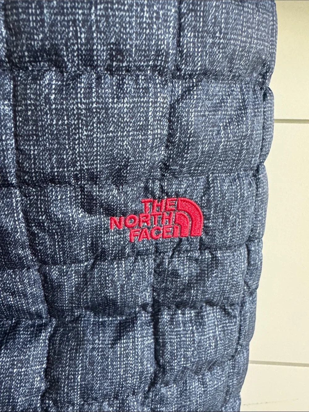 The North Face Navy Quilted One-Piece Footie with Red Trim